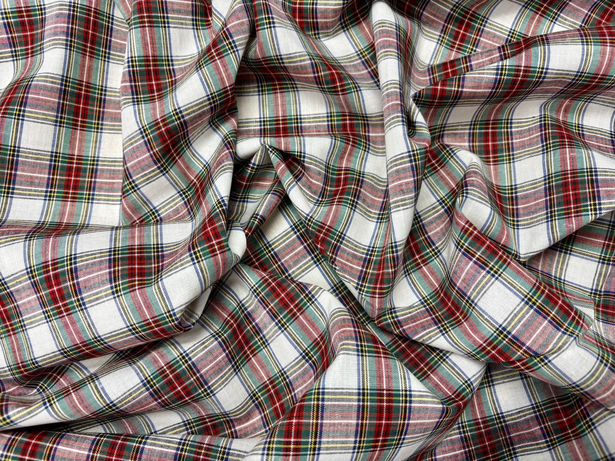 Red, Green & White Check Cotton