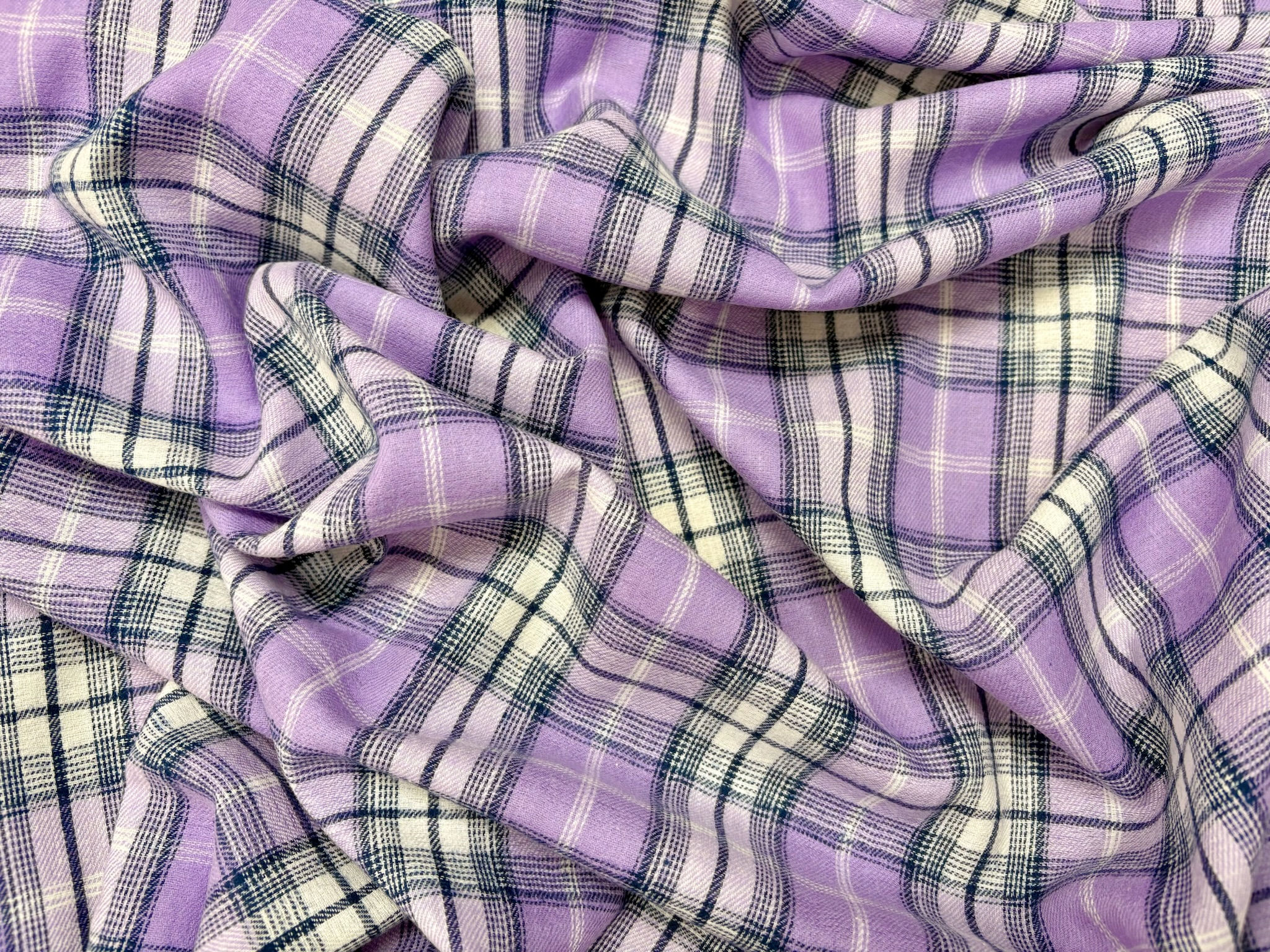 Lilac Check Brushed Cotton