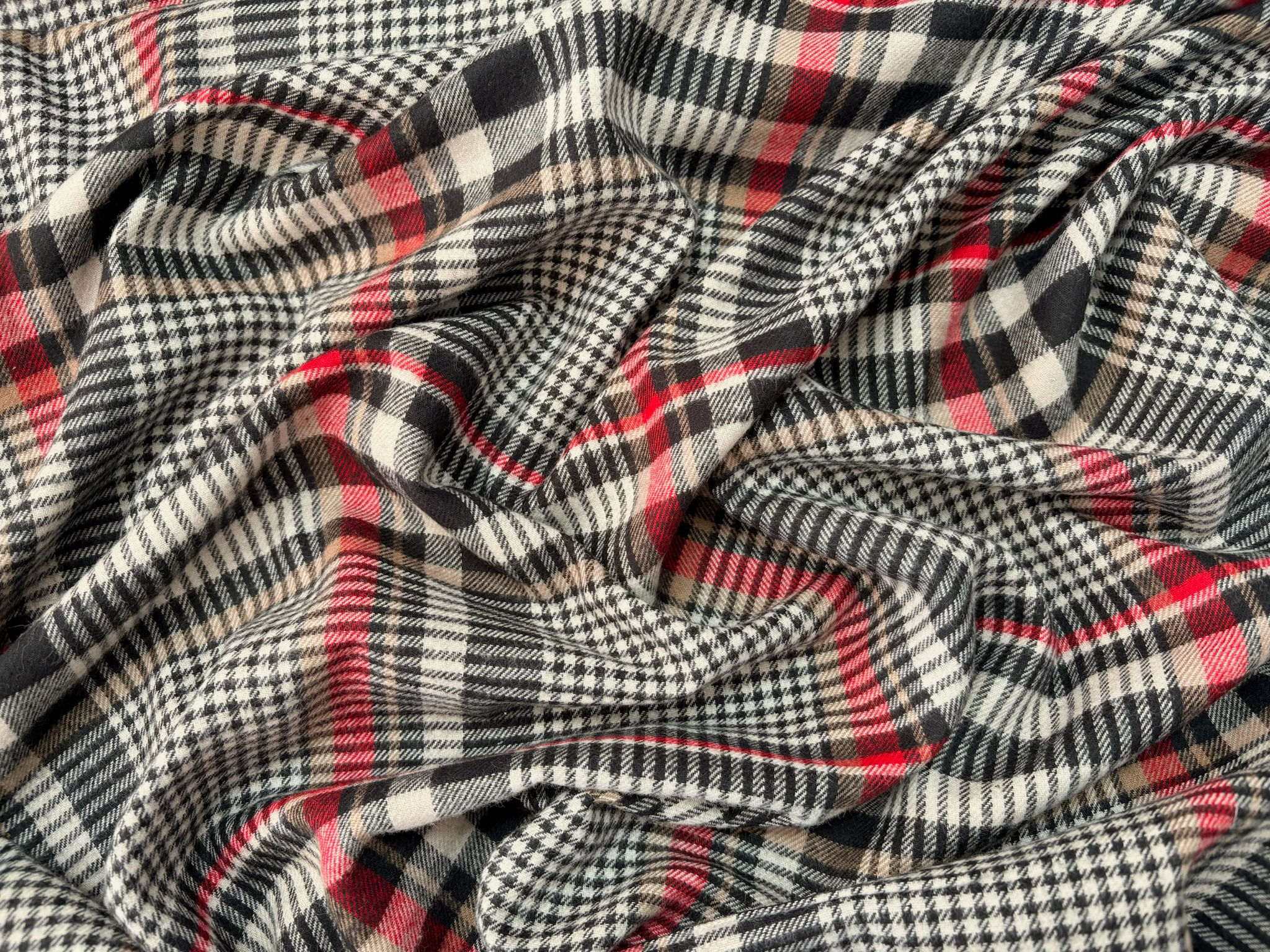 Red & Black Check Brushed Cotton