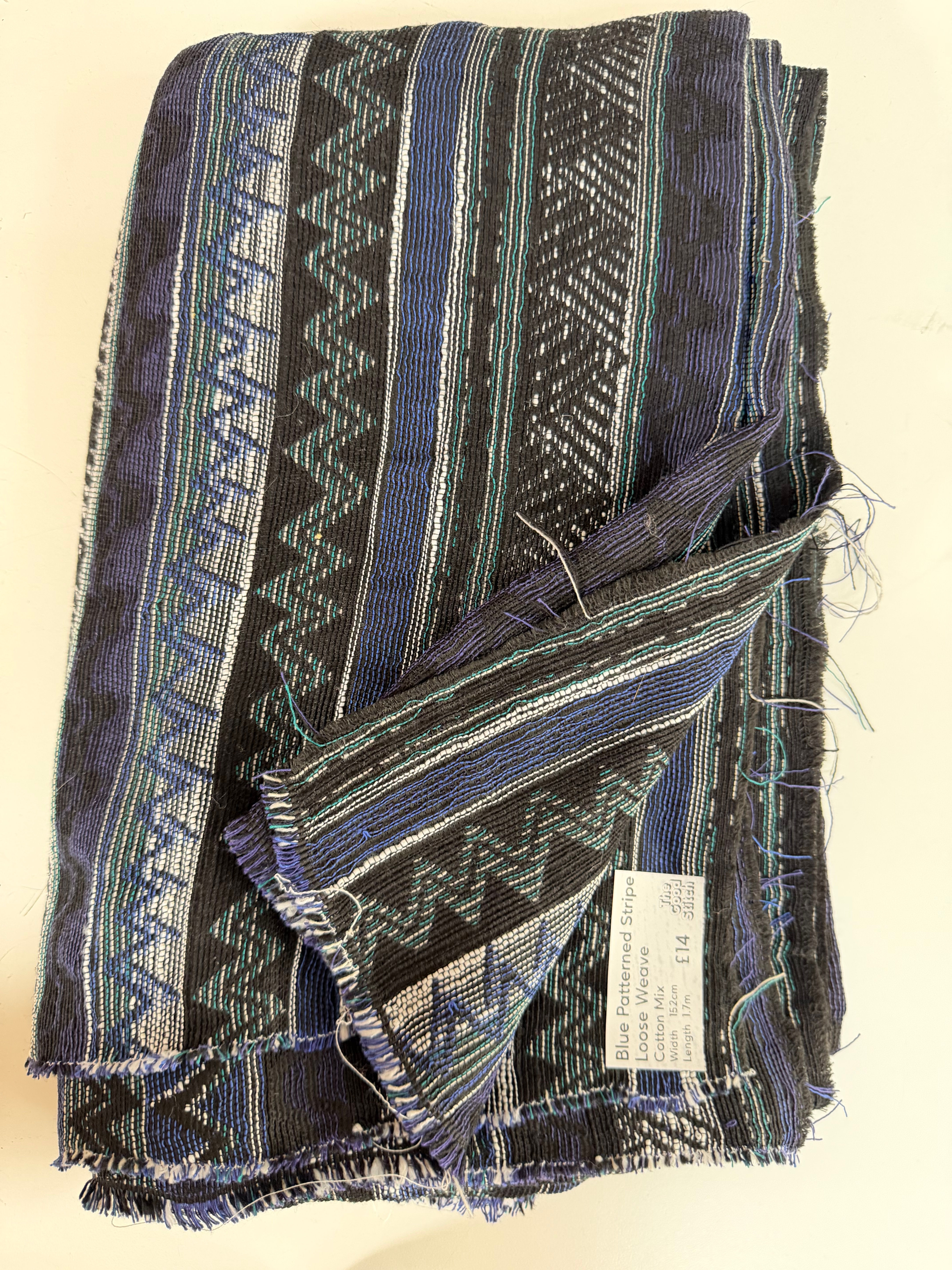 Blue Patterned Stripe Loose Weave