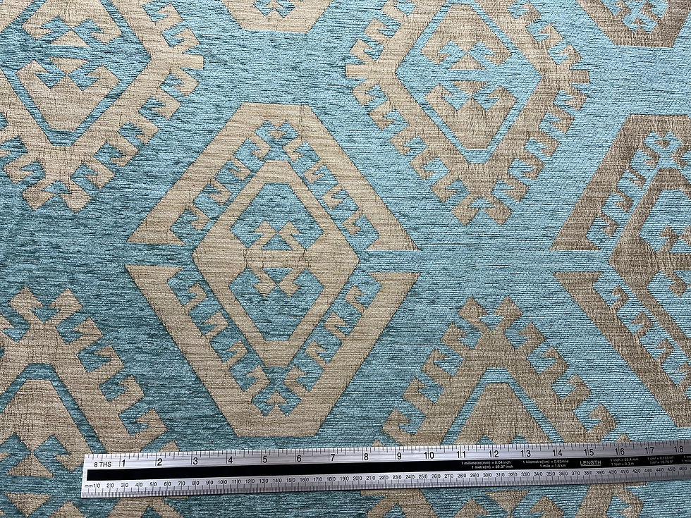 Thumbnail: Robins Egg Blue & Old Gold Jacquard