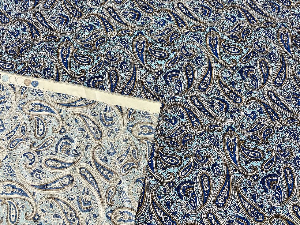 Thumbnail: Blue Paisley Cotton Poplin