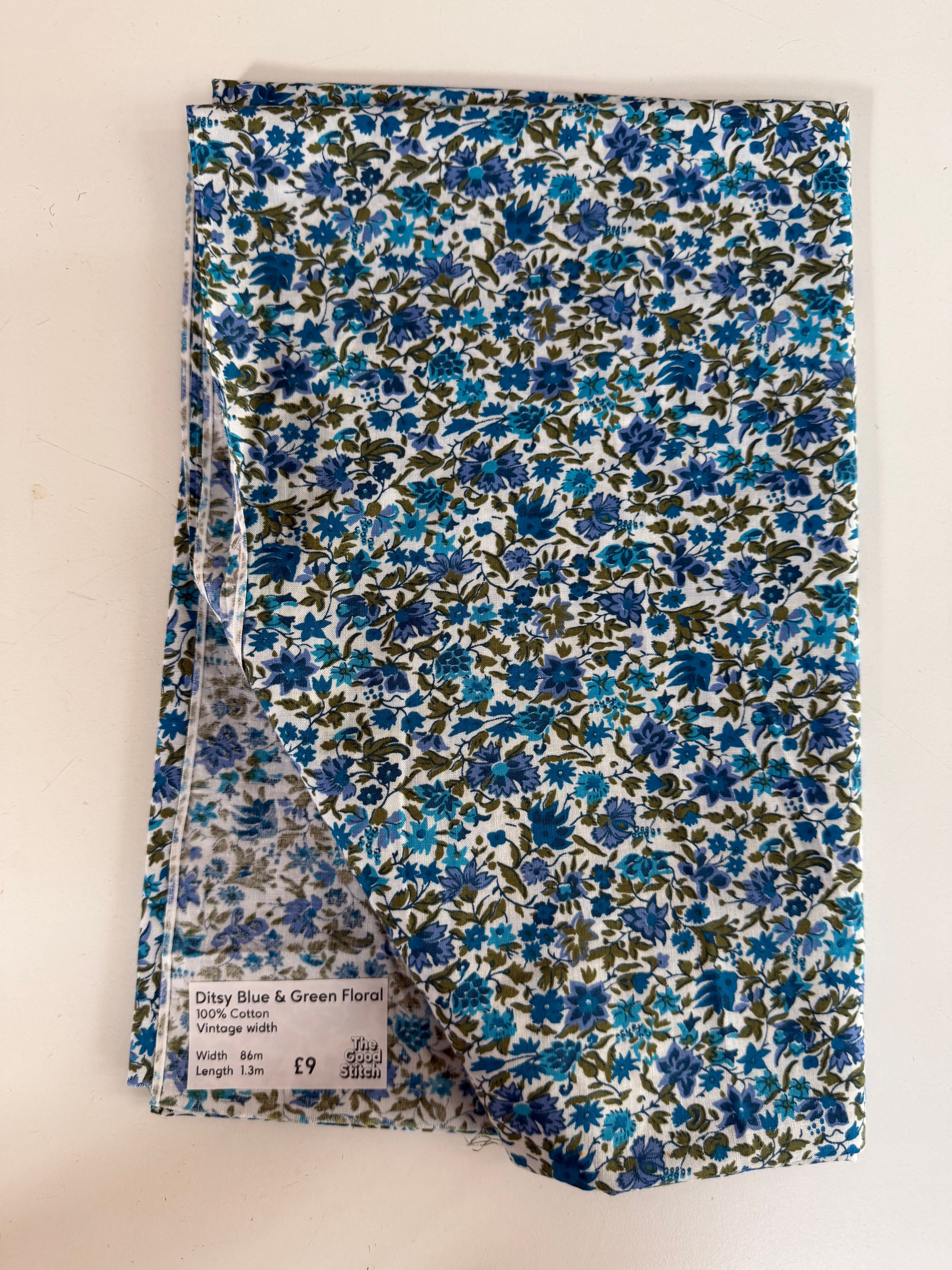 Ditsy Blue and Green Floral