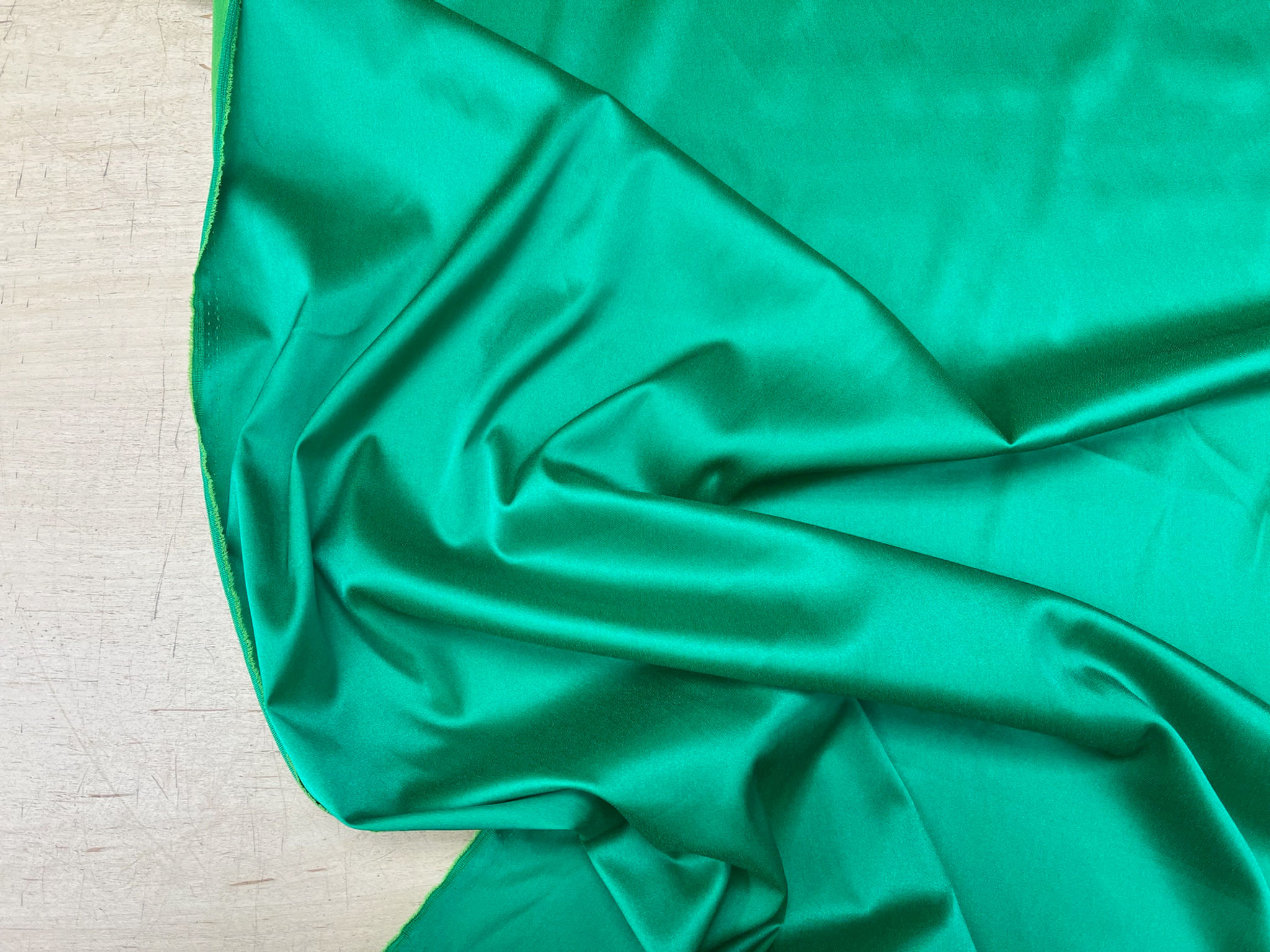 Green Stretch Silk Satin