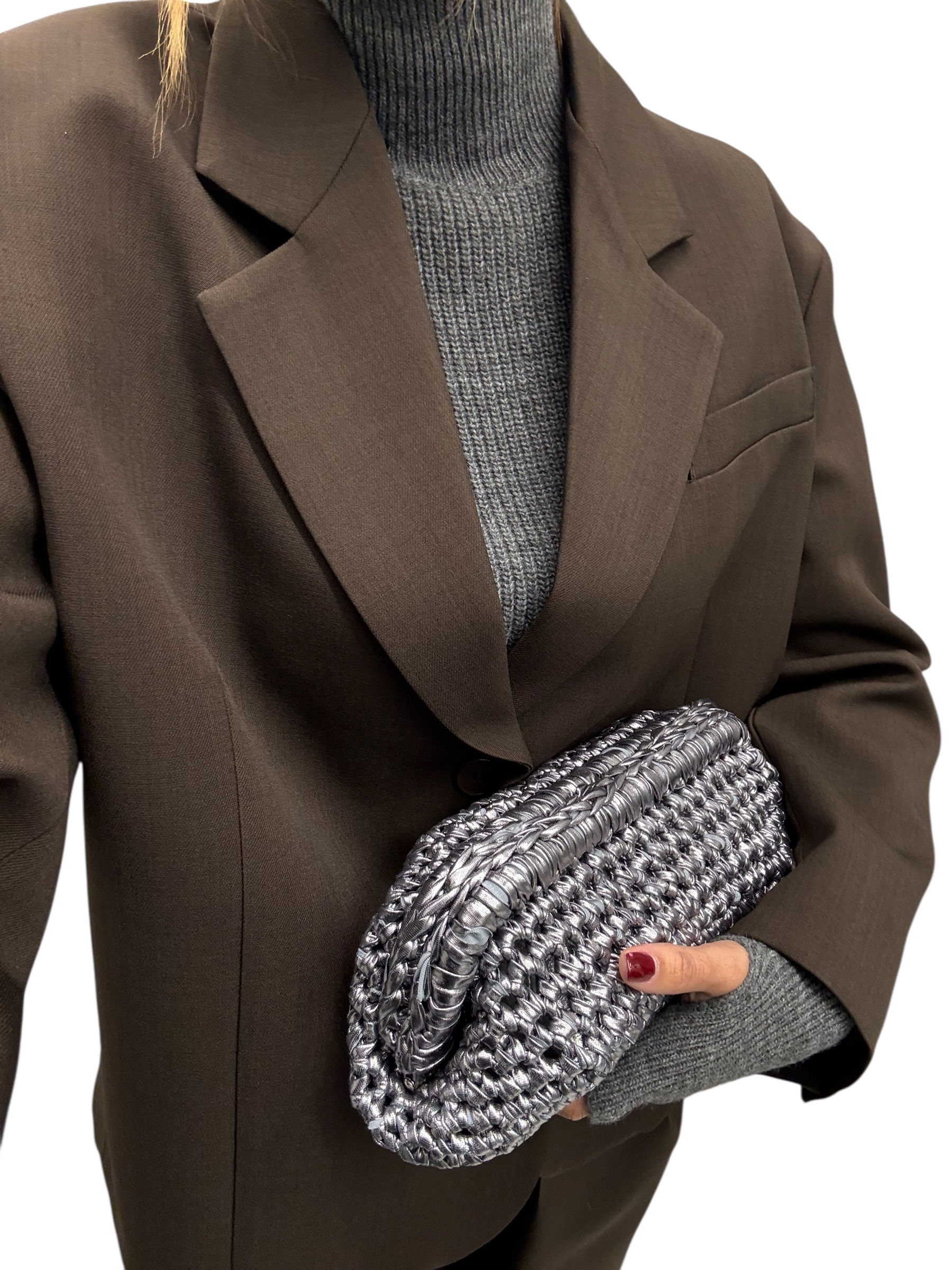 Borsa crochet pasticcino MetallicGrey