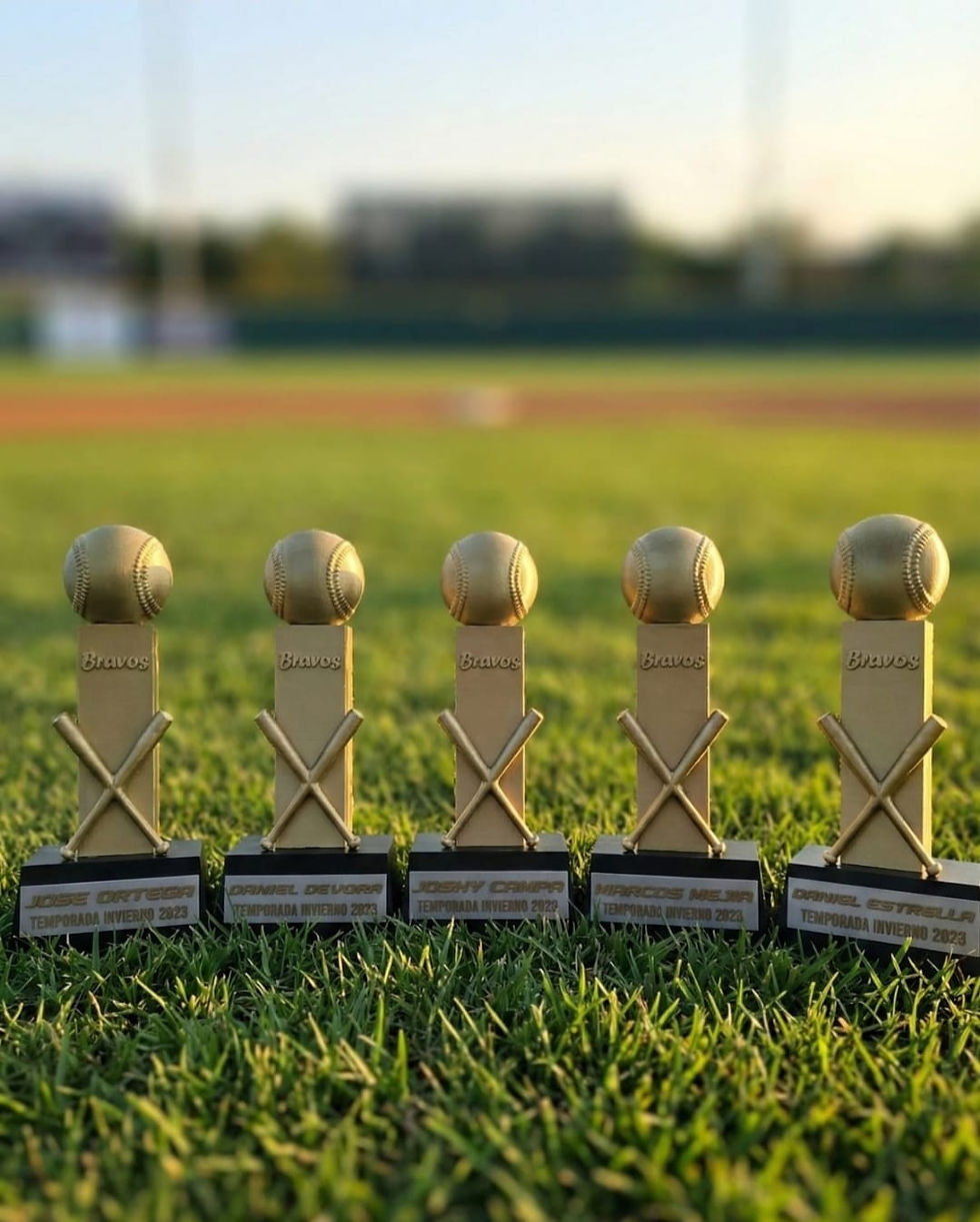 Close-up view of a 3D printed trophy showcasing intricate details