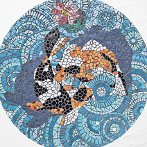 mosaique carpe koi, artisanat francais