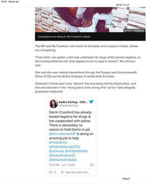 BBC witRadha Stirling, CEO @ Detained in Dubai: Derrin Crawford, No reason to hold flight attendant