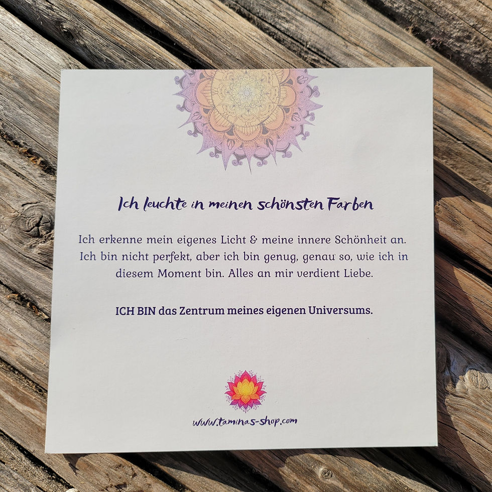 Rückseite, Kunstkarte Mandala, Affirmation