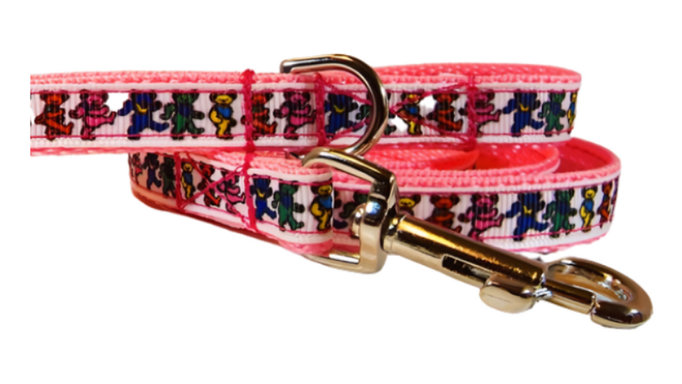 Thumbnail: 1/2" Pink Grateful Dead Dog Collar, Leash, or Harness