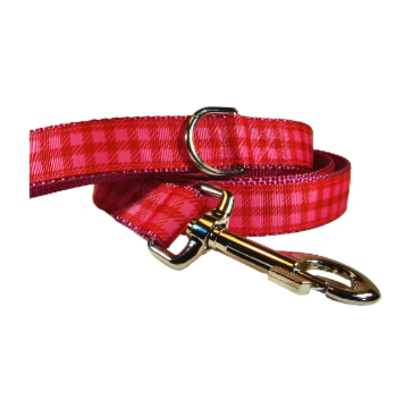 Thumbnail: Pink Gingham Dog Collar, Leash, or Harness