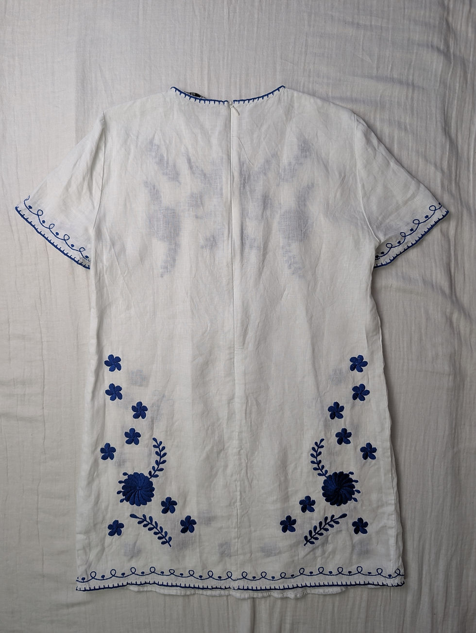 Miniatyrbild: Zara vit broderad tunikaklänning i ren lin (S)