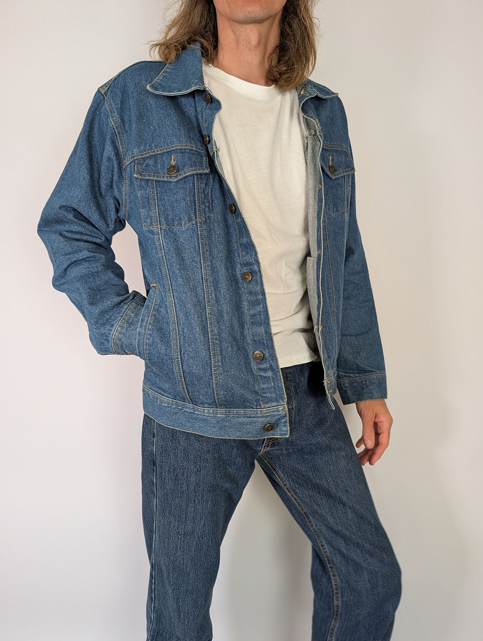Miniatyrbild: Vintage oz jeansjacka i mellanblå (L)