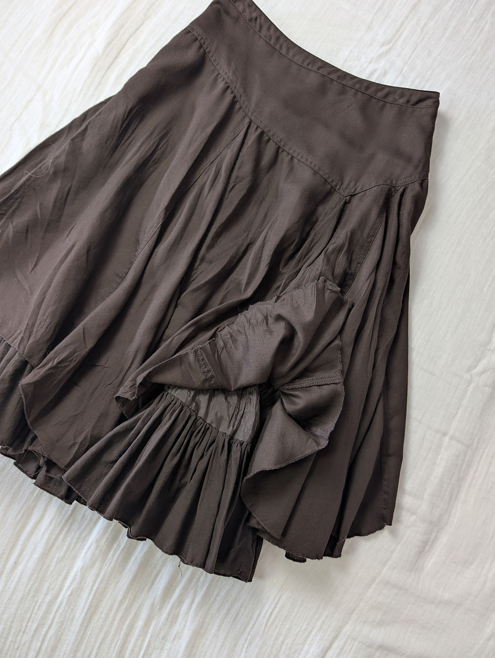 Miniaturebillede: Vintage 00-tal brun vid kjol (S-M)