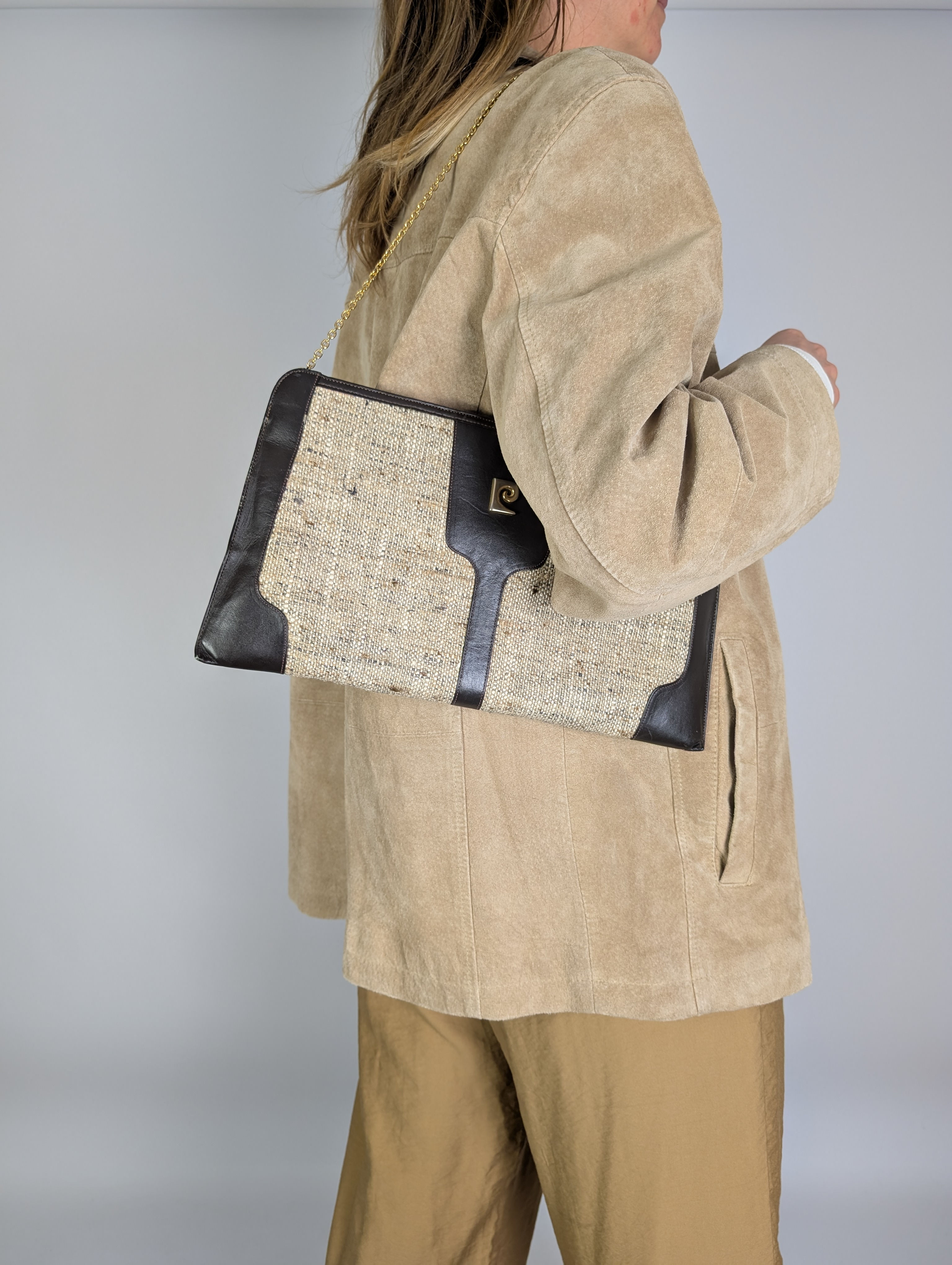 Pierre Cardin väska i linne och läder