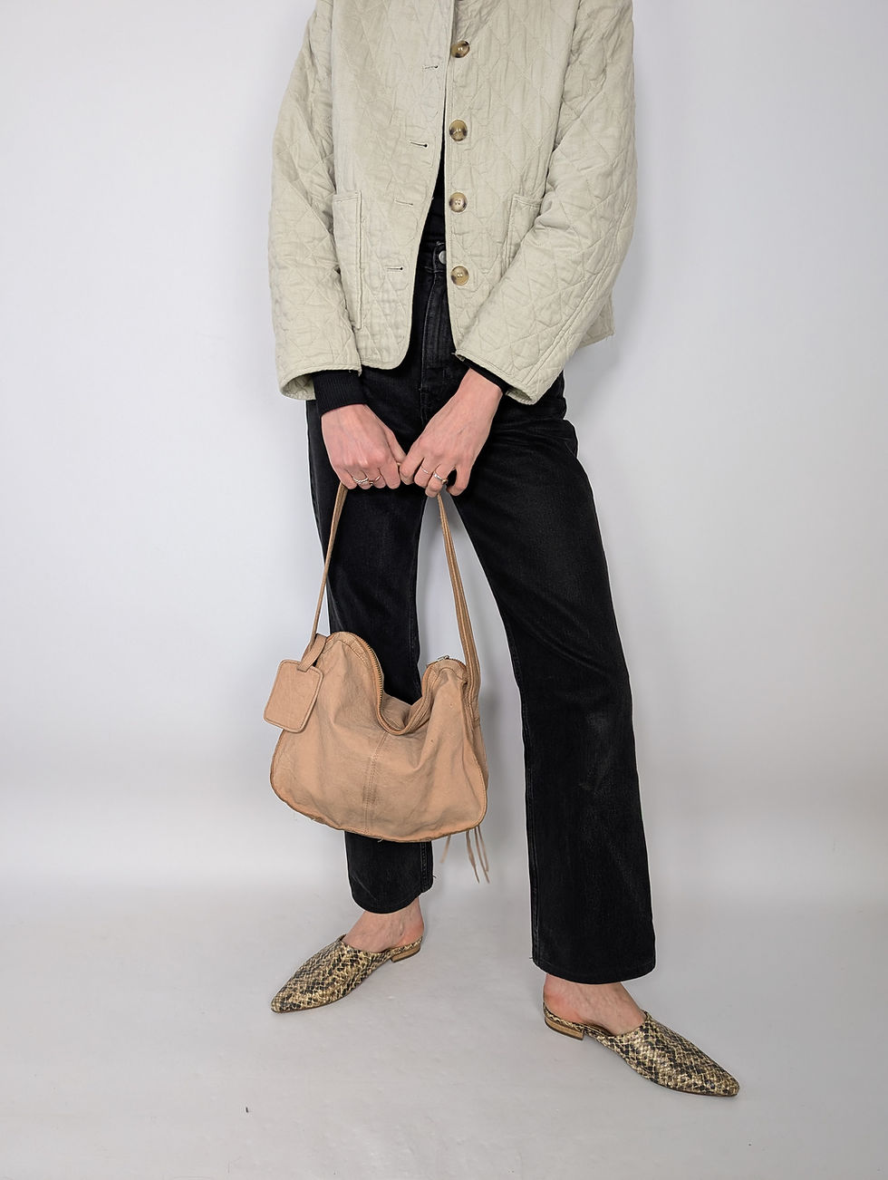 Miniaturebillede: Vintage 00-tal beige skinnväska