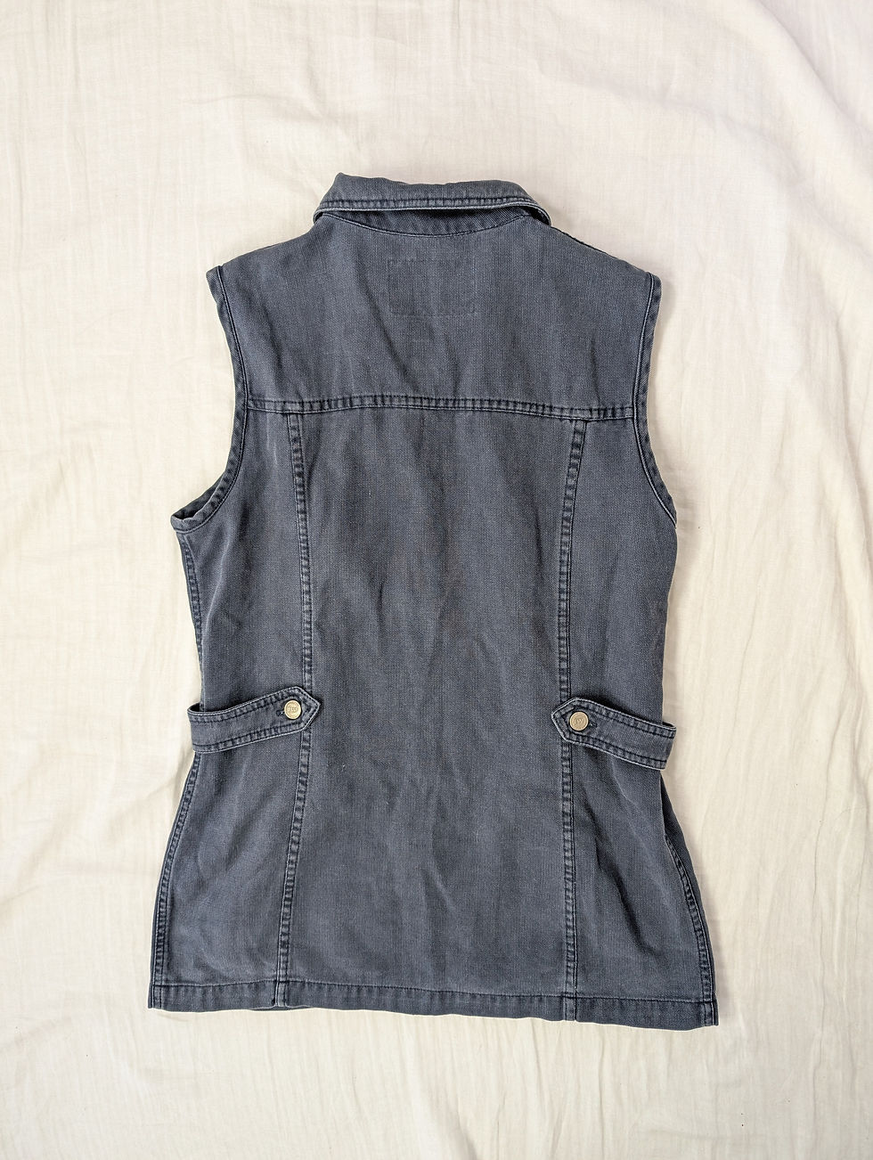 Miniaturebillede: Vintage mørkegrå denimtop med lynlås (M)