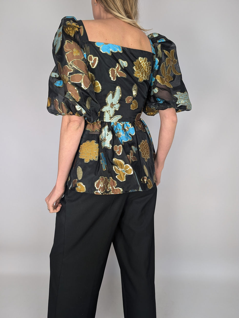 Miniaturebillede: Stine Goya brocadtopp med peplum (S)