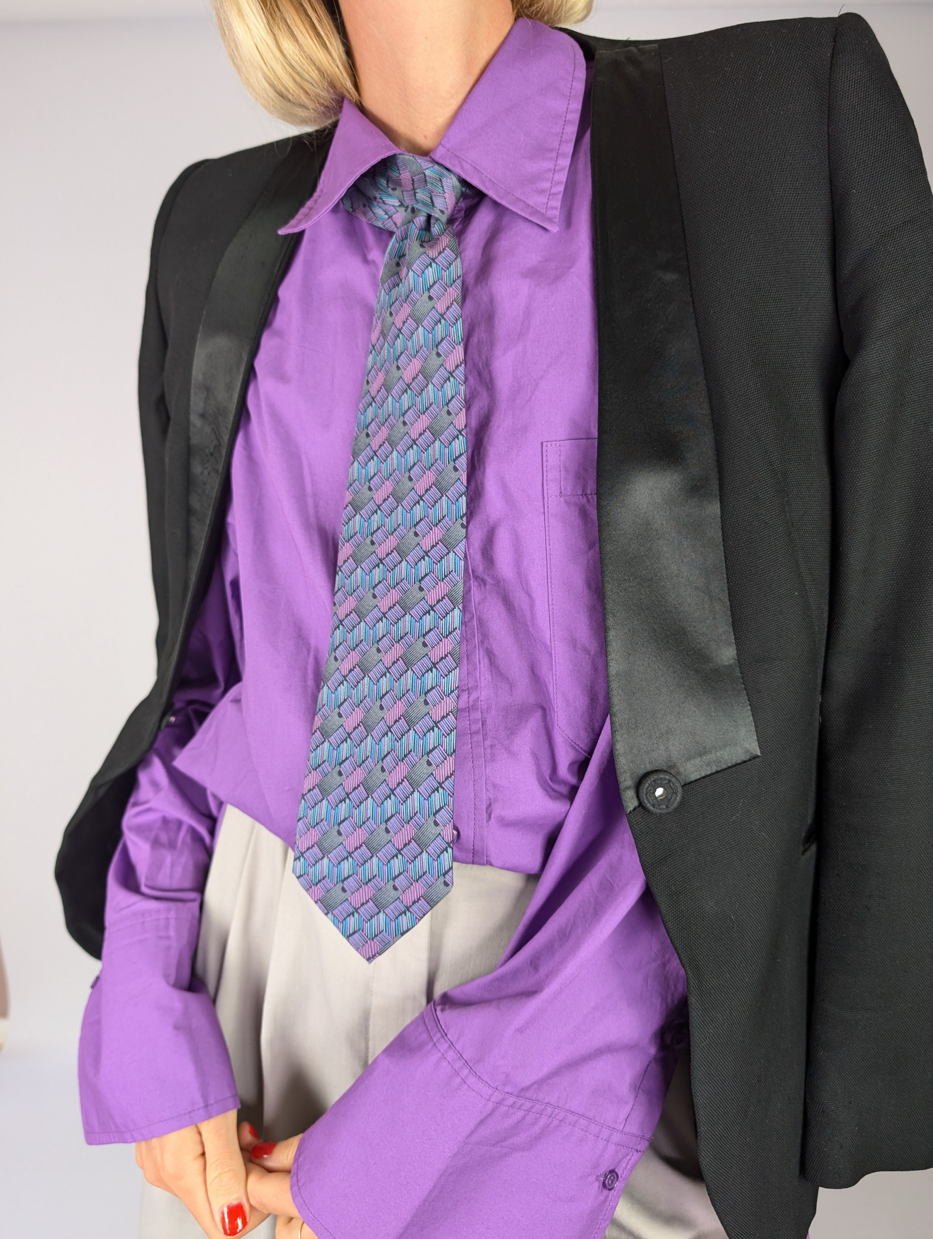 Vintage lilla mønstret silkeslips