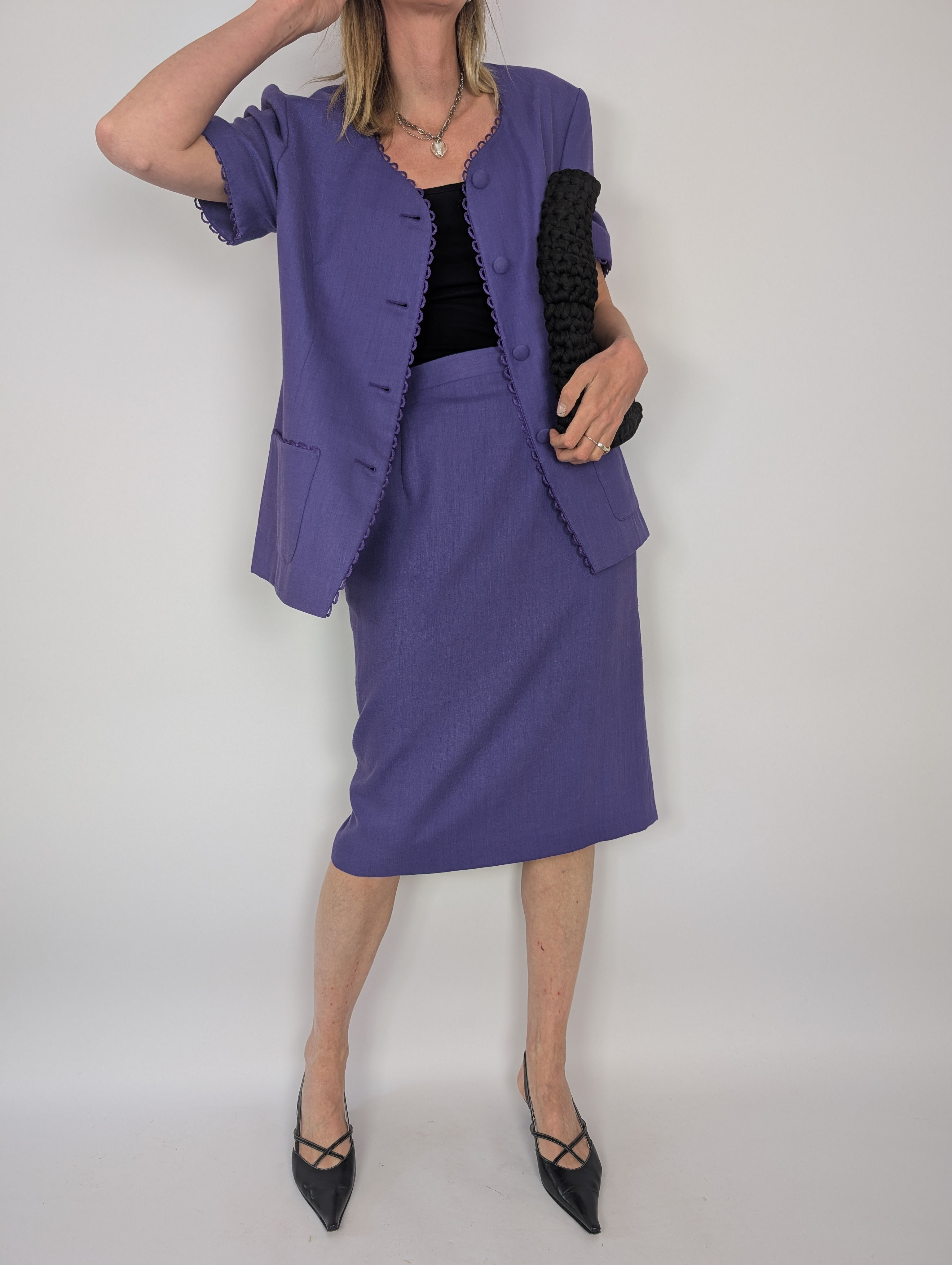 Vintage lila set i linnemix (M)