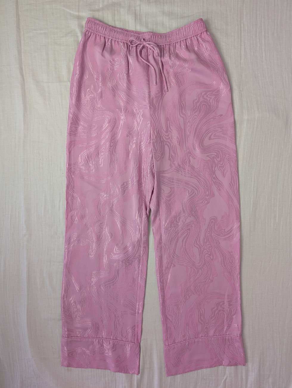 Miniatyrbild: H&M Innovation jaquardvävda rosa slacks (S-M)