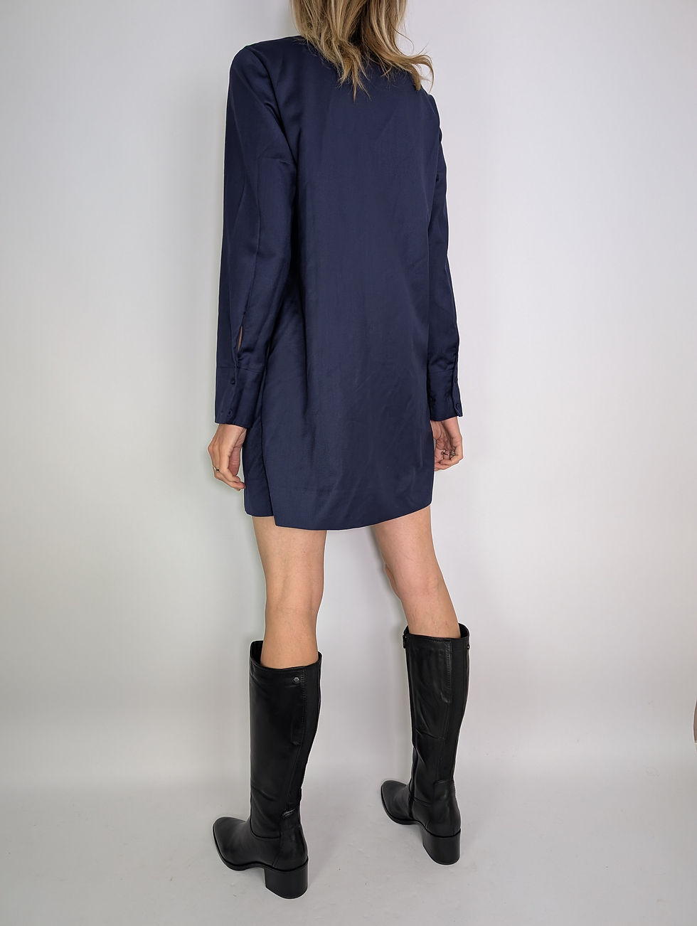 Miniatyrbild: Cos navy skjortklänning i ullmix (L)