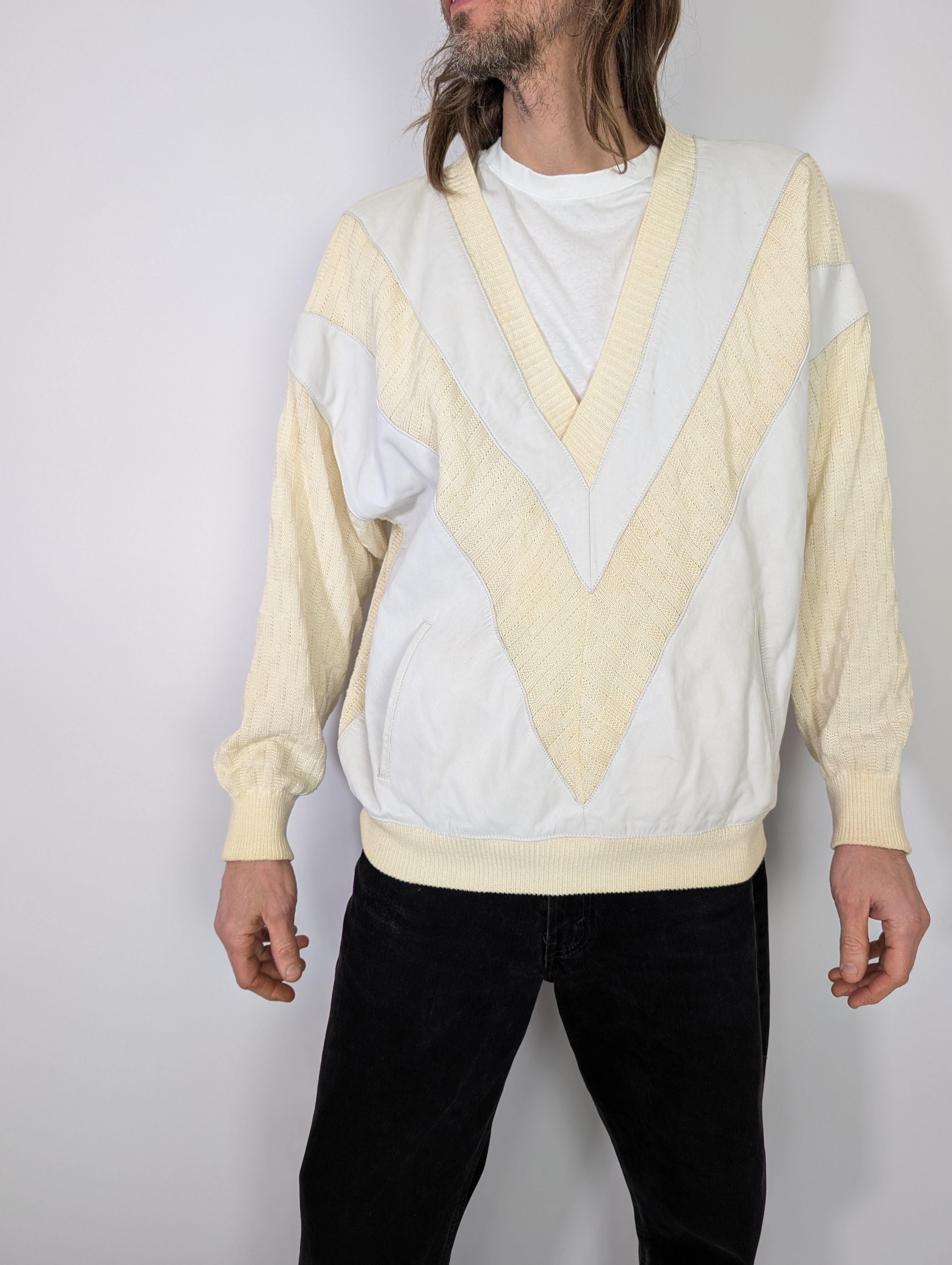 Vintage patchwork tröja (L)