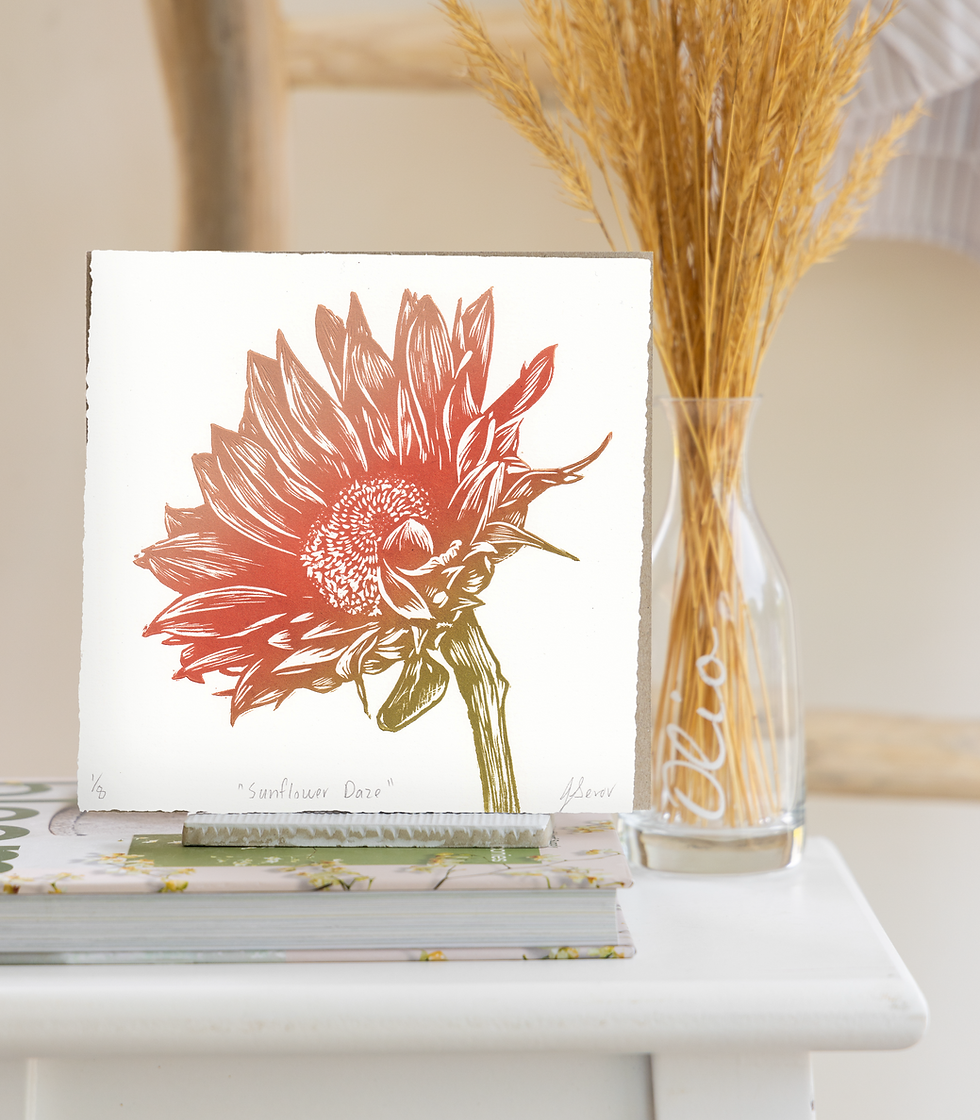 Sunflower Daze | A5 Linocut Print