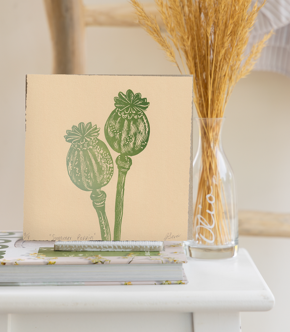 Summer Poppies | A5 Linocut Print