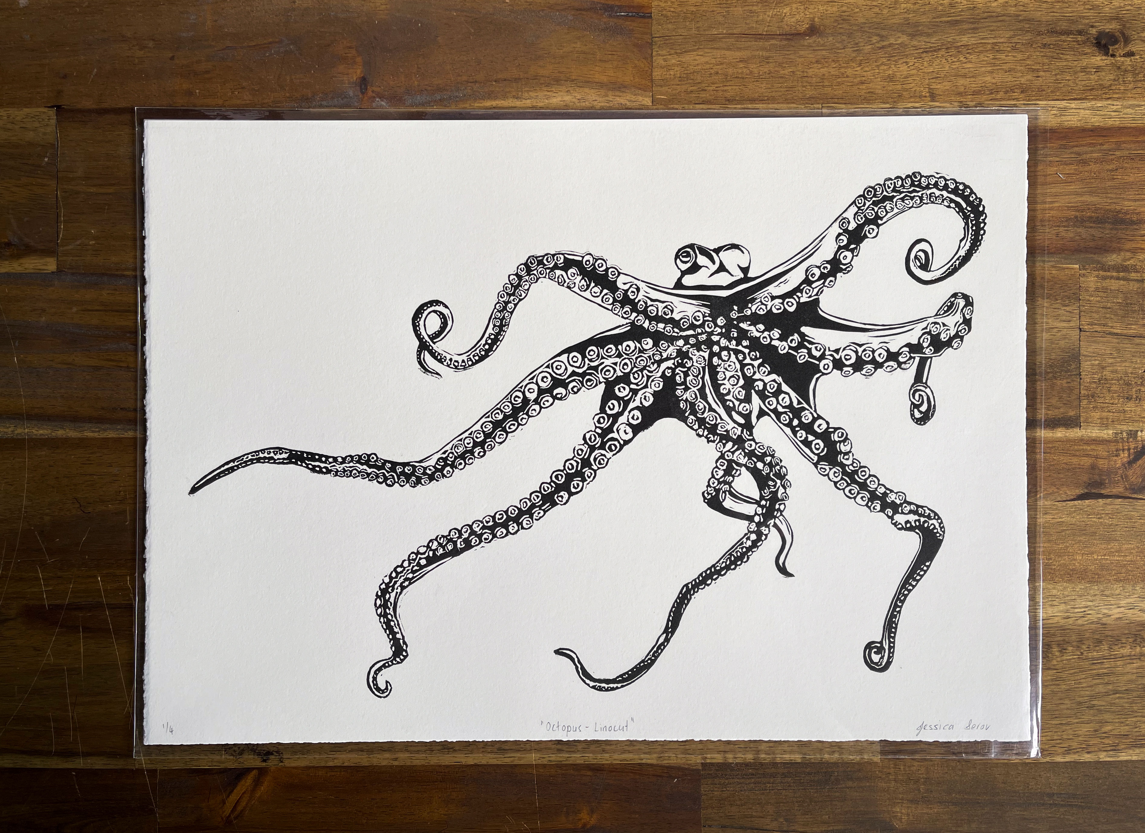 Octopus Linocut Print