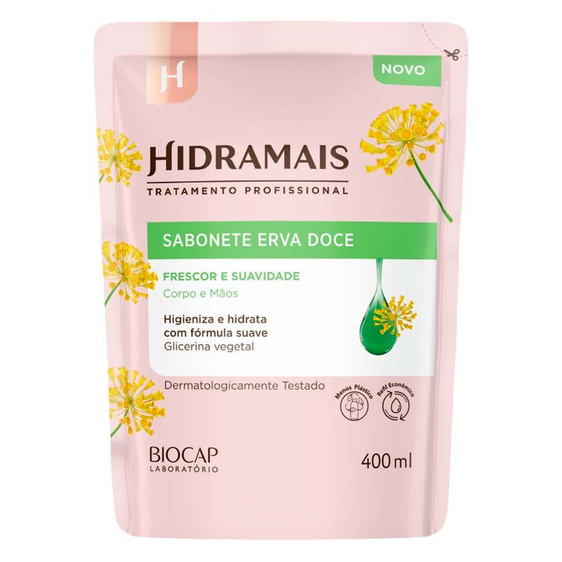 Hidramais - Tratamento Profissional - Erva Doce - Sabonete Frescor Refill 400Ml