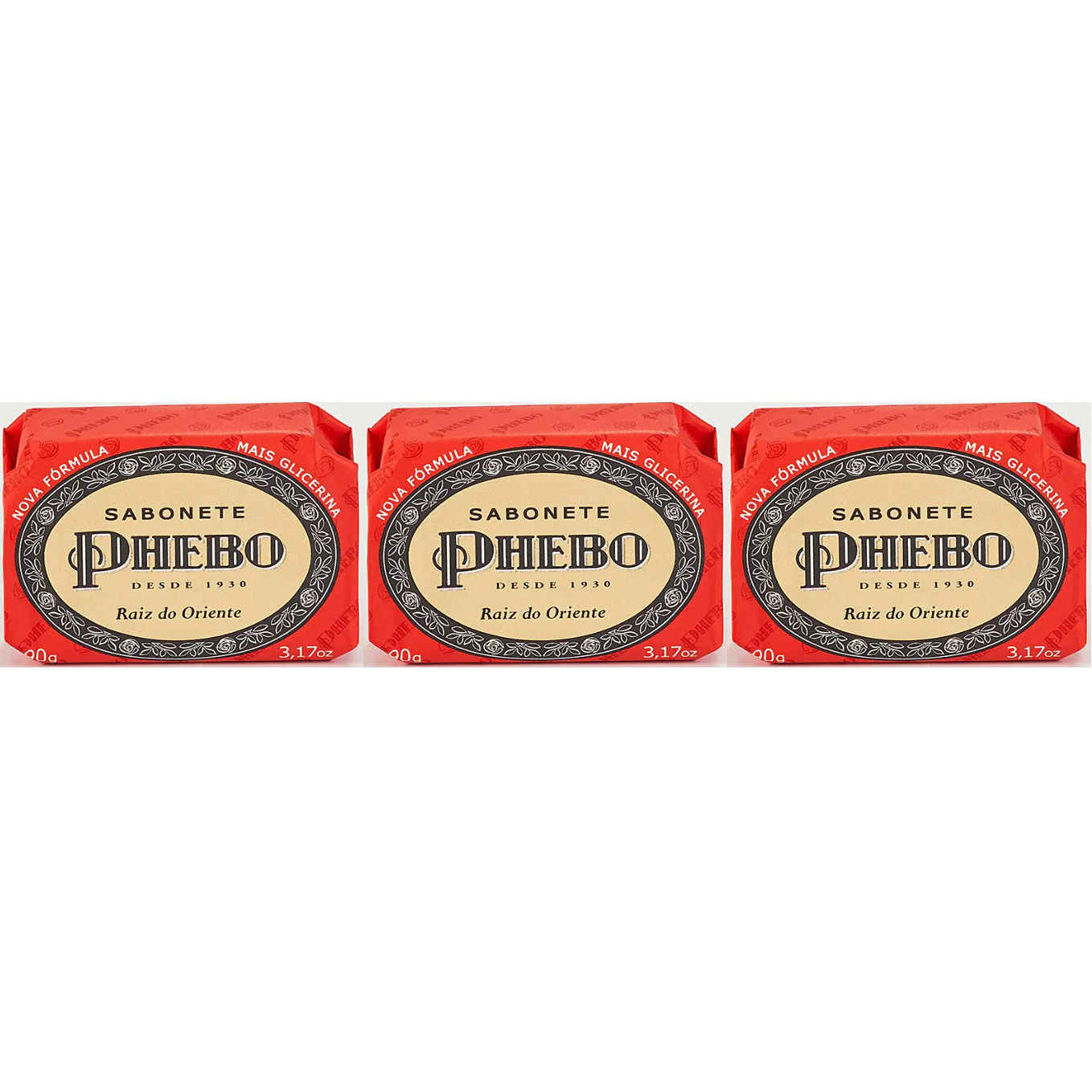 Phebo - Tradicional - Kit de 3, 6 ou 12 Sabonetes em Barra Raiz do Oriente 90Gr