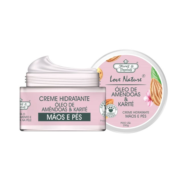 Flores e Vegetais - Love Nature -Amendoas e Karite - Creme Maos e Pes 250Gr