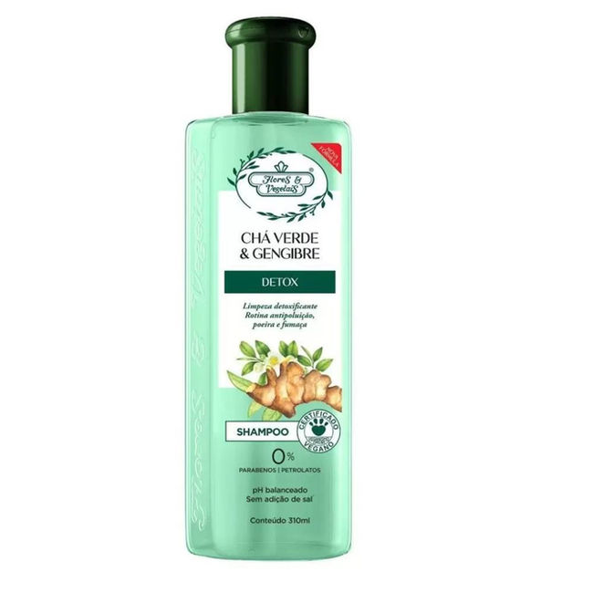 Flores e Vegetais - Detox - Shampoo Cha Verde e Gengibre 310Ml (10.48FlOz)