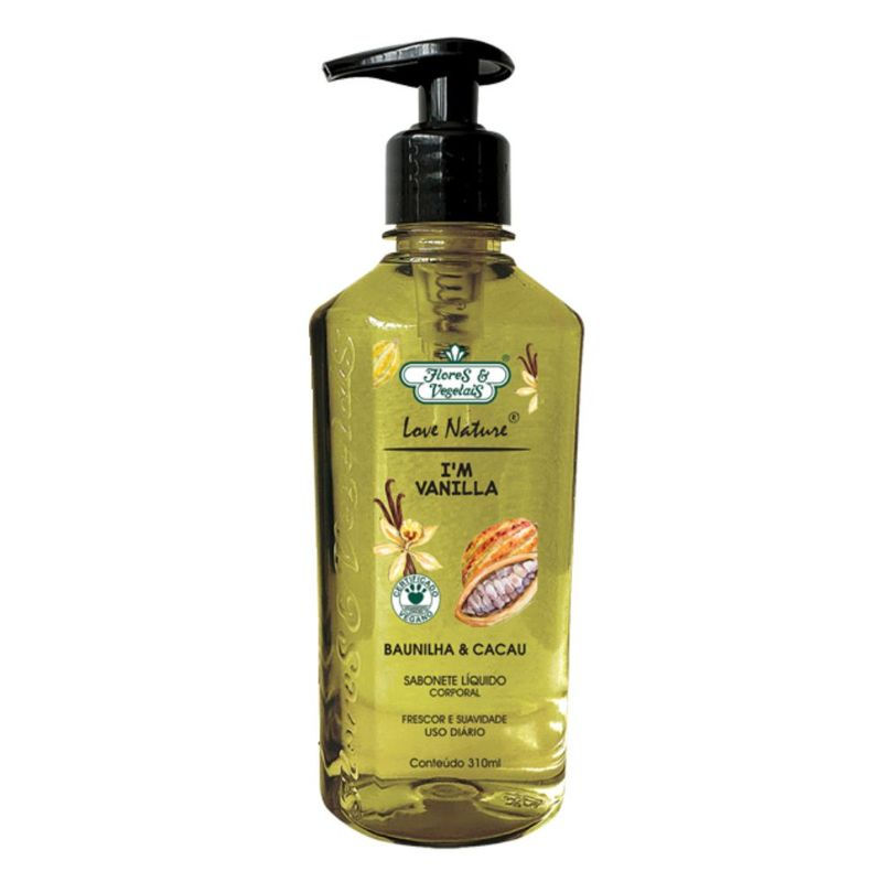 Flores e Vegetais - Love Nature Sabonete Liquido Corporal Baunilha e Cacau 310Ml