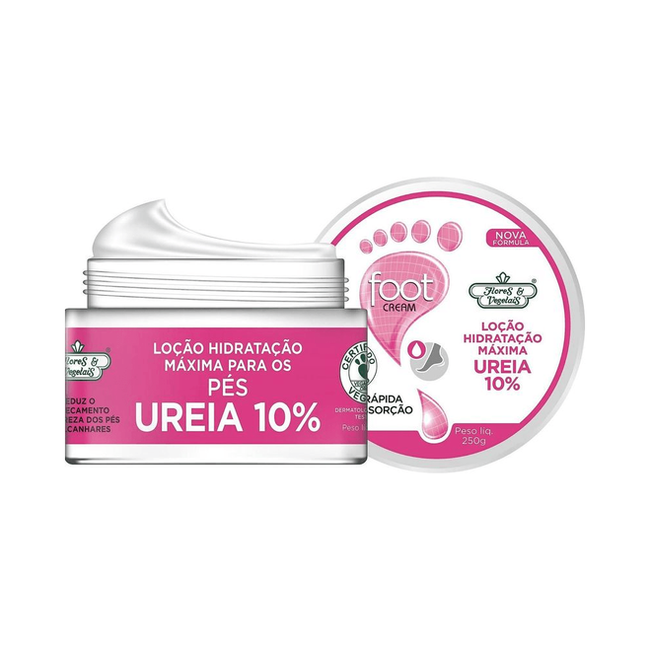 Flores e Vegetais - Foot Cream - Locao de Hidratacao 10% Ureia para Pes 250Gr