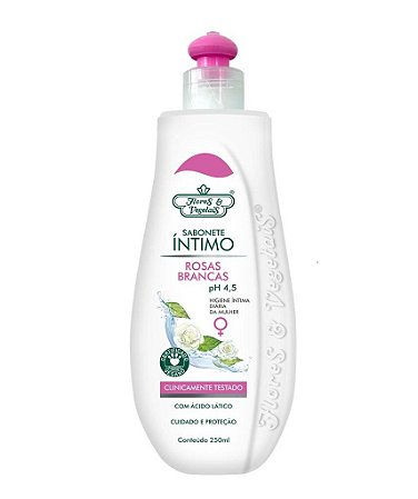 Flores e Vegetais - Sabonete Intimo Rosas Brancas 250Ml (Intimate Wash 8.45FlOz)