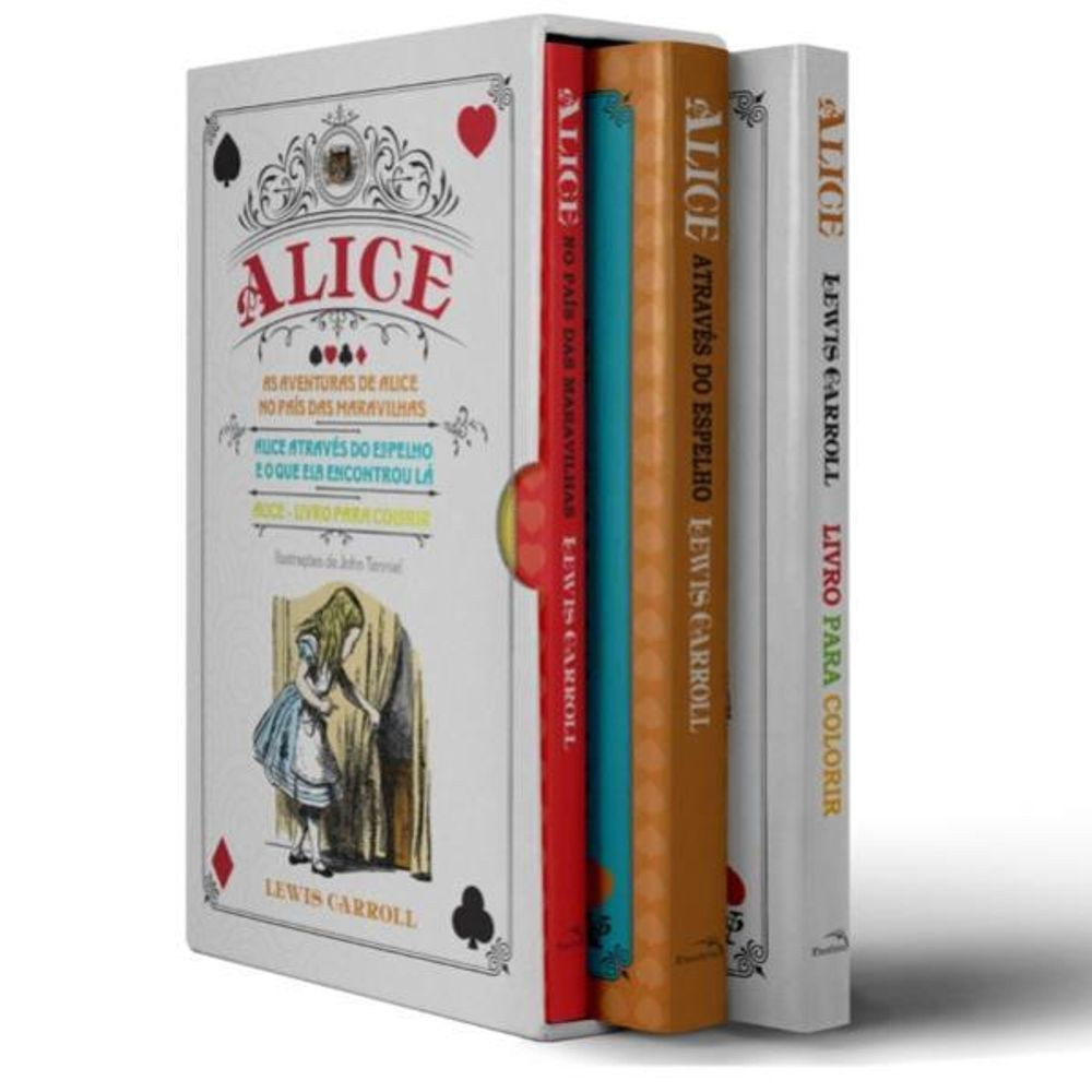 Livro: Box Alice no Pais das Maravilhas, Atraves do Espelho e Colorir -L Carroll