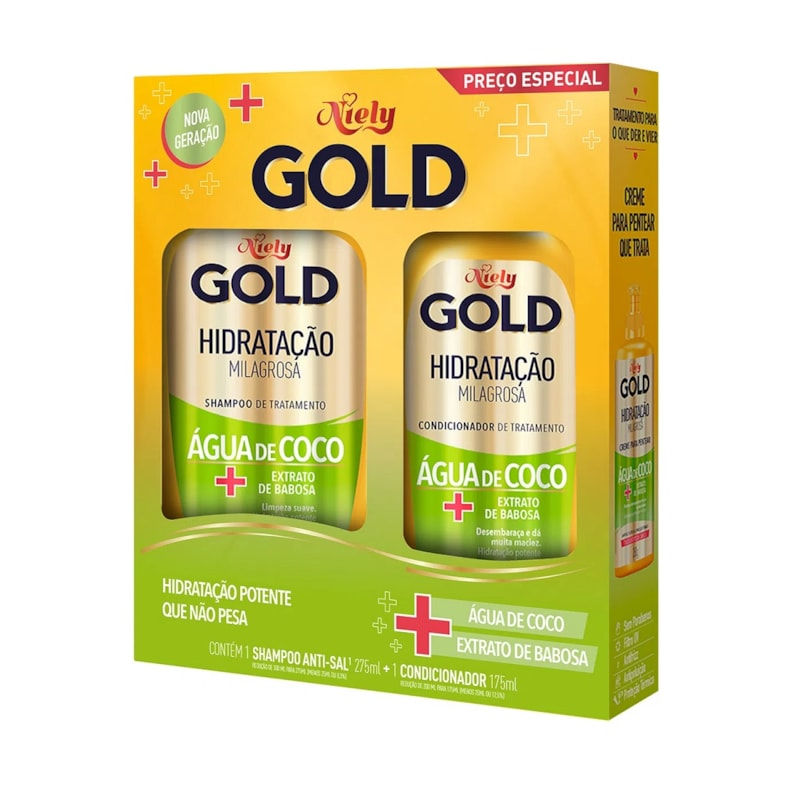 Niely - Gold - Kit Shampoo 275Ml + Condicionador 175Ml Agua de Coco Hidratacao