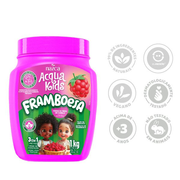Thumbnail: Nazca - Acqua Kids - Frutas - Creme 3 em 1 Framboesa 1Kg (Cream Net 35.27 Oz)