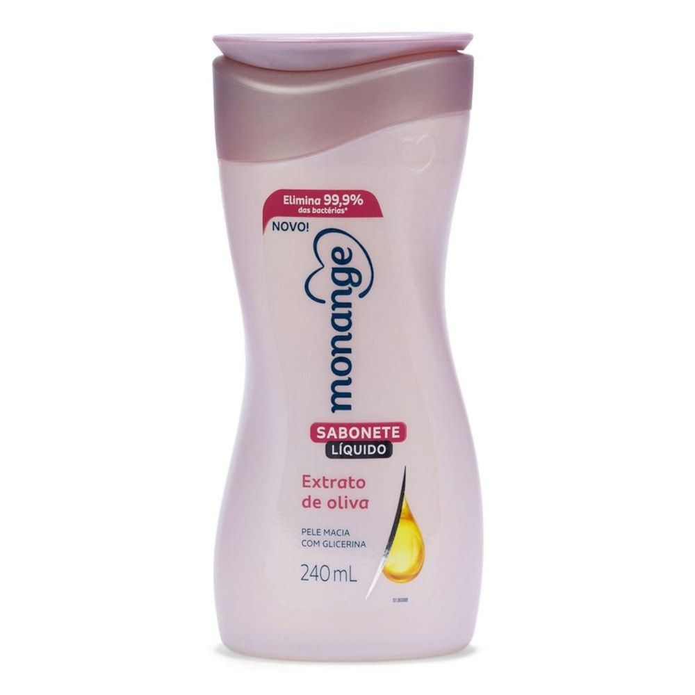 Monange - Hidratacao Intensiva Sabonete Liquido Glicerina Extrato de Oliva 240Ml
