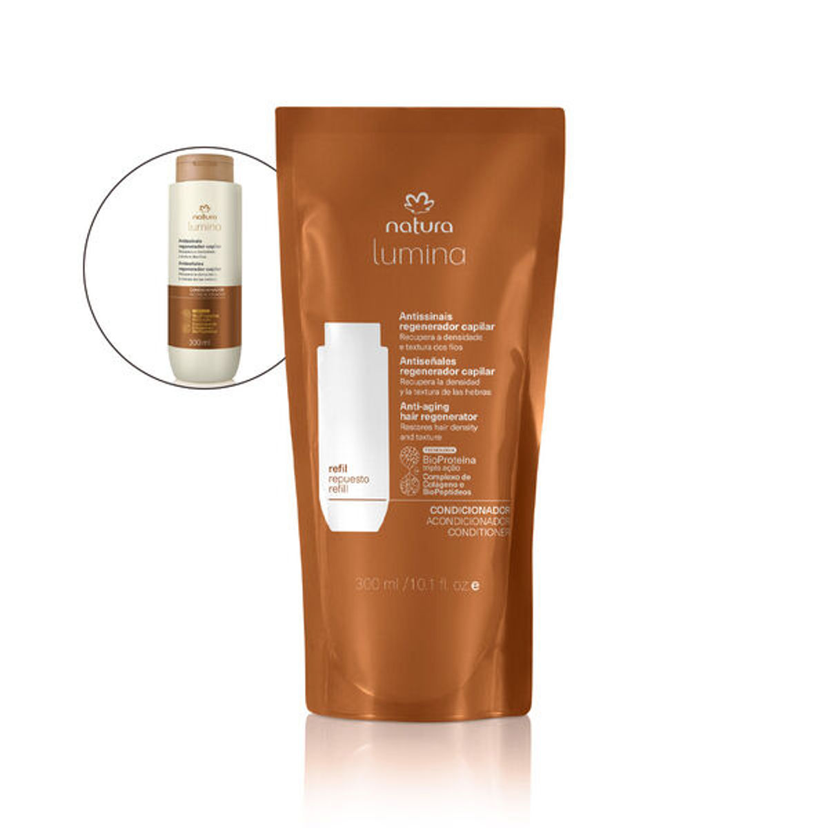 Natura - Lumina - Antissinais Regenerador Capilar - Refil Condicionador 300Ml