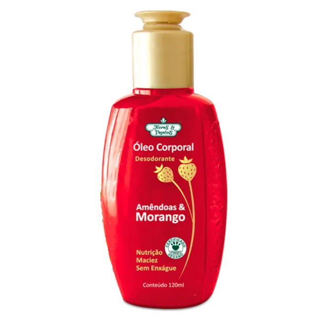 Flores e Vegetais - Oleo Corporal Amendoas e Morango 120Ml (Body Oil 4.06FlOz)