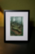 framed original watercolor painting featuring snake in the jungle by katerina miller