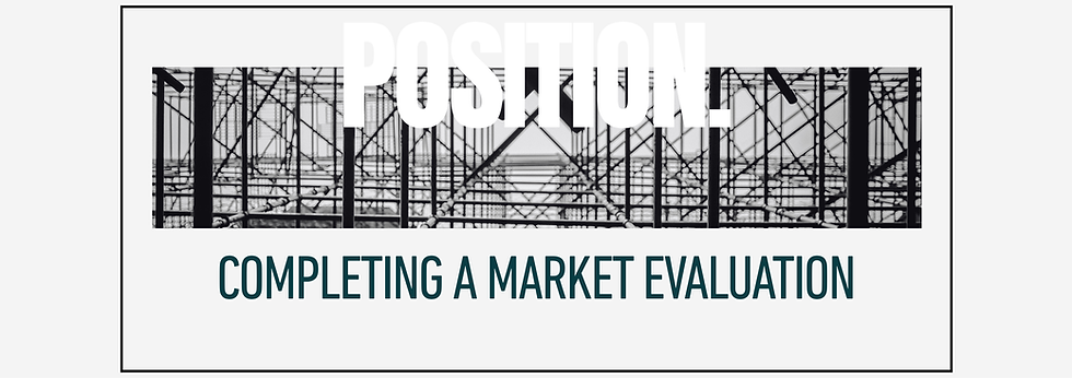 This sample slide for the Completing a Market Evaluation session is a visual of the title slide of the session presentation.