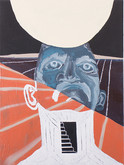 'Denial' acrylic, aerosol, oil stick on canvas, 16"x24", 2020. $500
