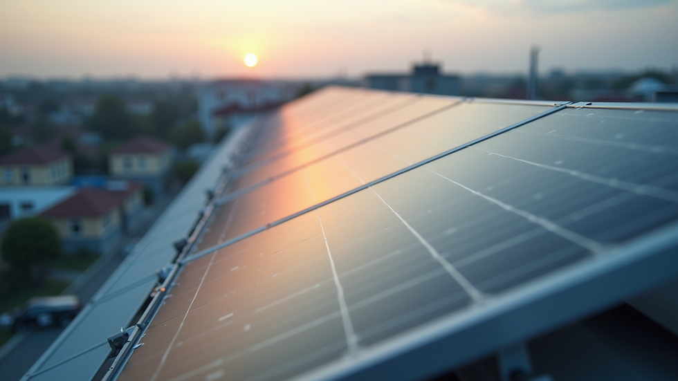 High angle view of solar panels on a rooftop