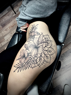 Fine Line Floral Black and Grey