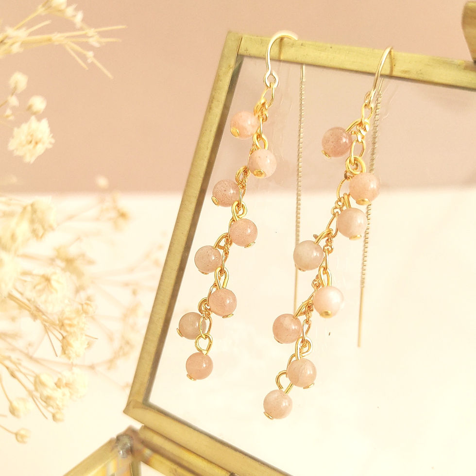 Miniature : Boucles d'oreilles Lola rose en Pierre de soleil