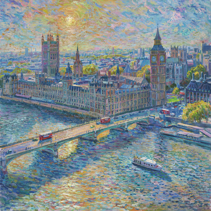 View from London Eye, painting of London